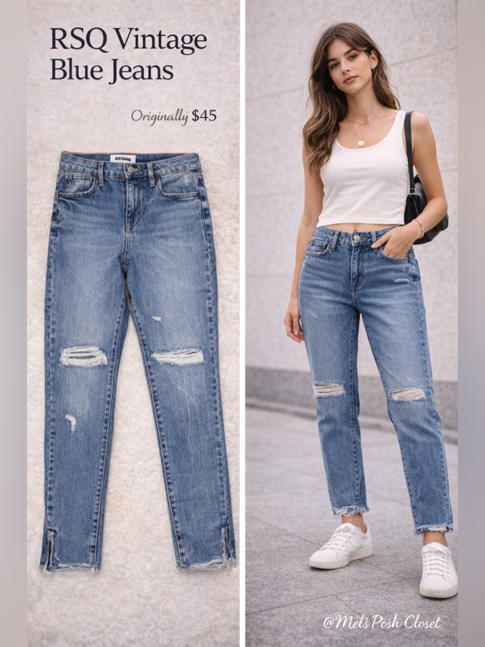 🚨RSQ Vintage Mom Jeans – Size 27 | Distressed High-Rise Denim